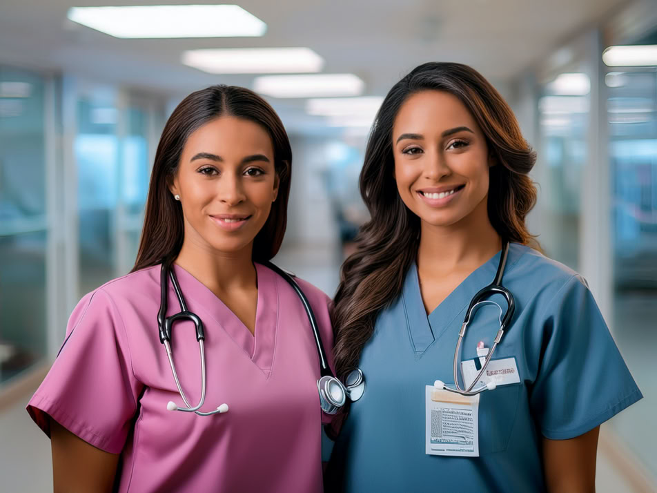 2 Krankenschwestern freundlich lächelnd